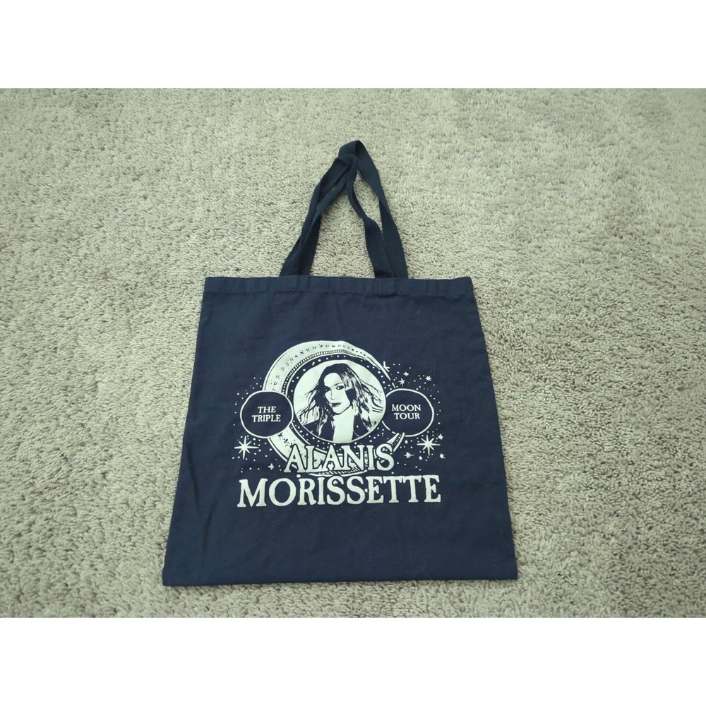 Alanis Morissette Tote Bag Womens 14" x 14.5" The Triple‎ Moon Tour Q-Tees Blue